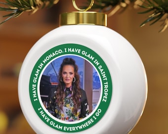 De riktiga hemmafruarnas julgransprydnad Present till RHOSLC-fan Present till Bravo-fan Lisa Barlow Jag har glam Bravo-juldekor Salt Lake City