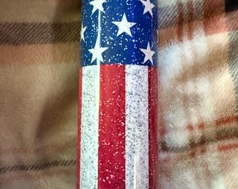 USA Flag Glitter Tumbler | Patriotic Stars and Stripes, 20oz