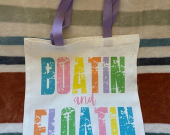 Boatin’ and Floatin’ Tote Bag: Colorful Lake Day Canvas Beach Bag