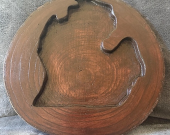 Vassoio rustico in legno a forma di Michigan / Piatto con silhouette dello stato fatto a mano