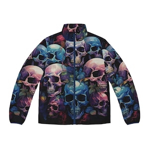Schädel Herren Steppjacke (AOP)