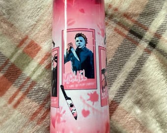 Pink Glitter Horror Tumbler – Slasher Movie Icons, 20oz Stainless Steel