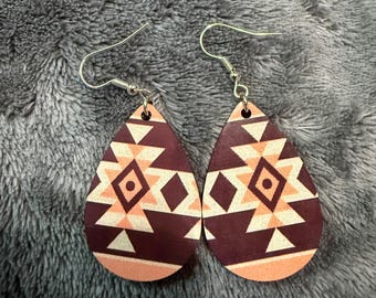 Boho Teardrop Earrings | Southwestern Aztec Dangle Earrings