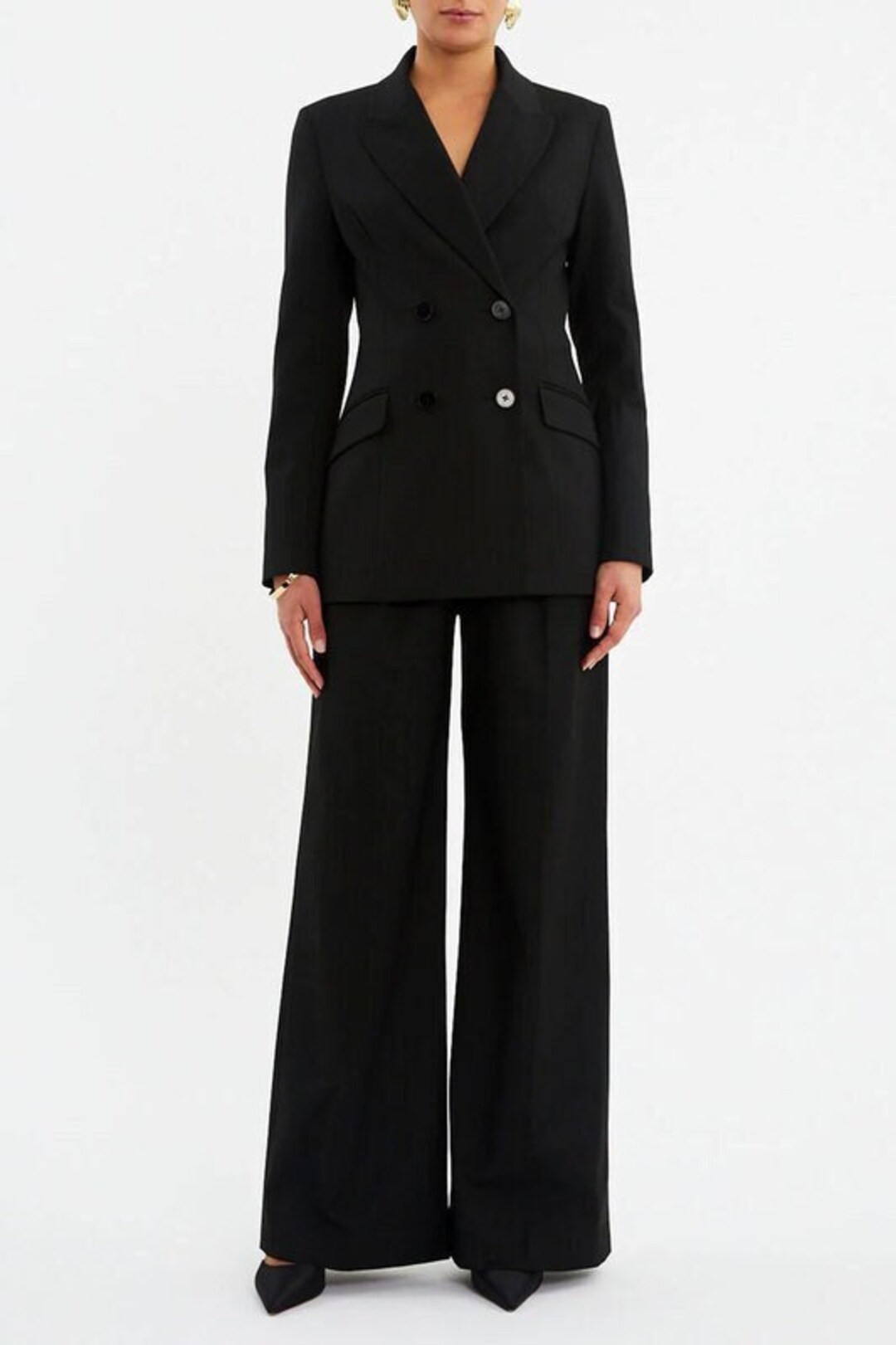 Women's Suit Set Two Piece Blazer Pant Black Stiped Cotton Etsy