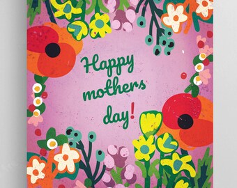 A Modern Mothers Day Postcard with Flowers