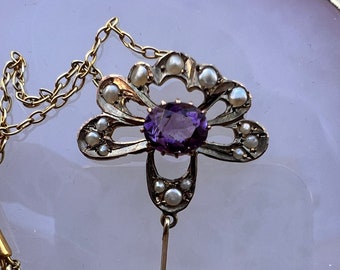 Amethyst & Seed Pearl Pendant