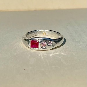 Handmade Silver Ring with Ruby, Sapphire & Alexandrite