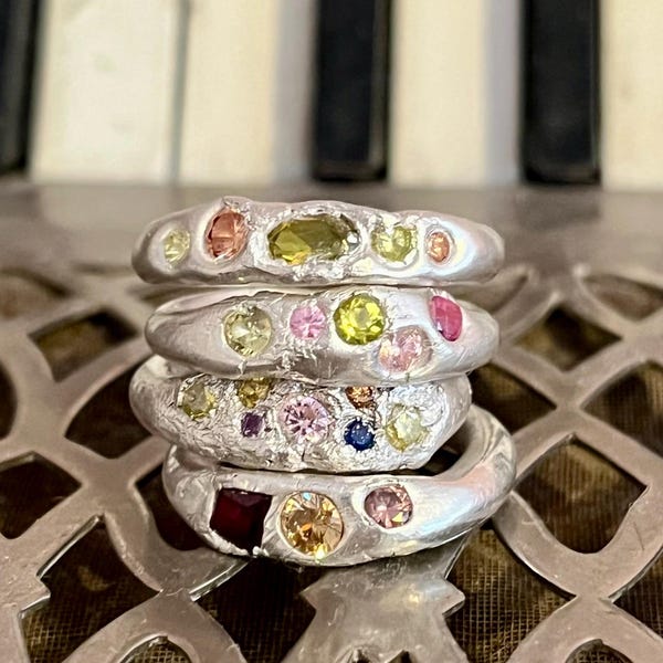 Bespoke Silver Rings at Lucien’s Atelier | Custom Rings | Choose Your Gemstones | Scatter Bands | Confetti Rings | Multi Stone Rings