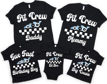 Two Fast Birthday Shirt, Racecar Family Matching 2nd Birthday