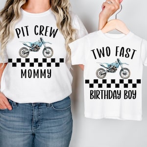 Two fast dirtbike birthday shirt, two fast birthday, dirt bike birthday shirt, second birthday matching shirts, boys 2nd birthday shirts