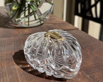 Vintage Crystal Glass Heart Trinket Jewelry Gift Box. Made in Italy.