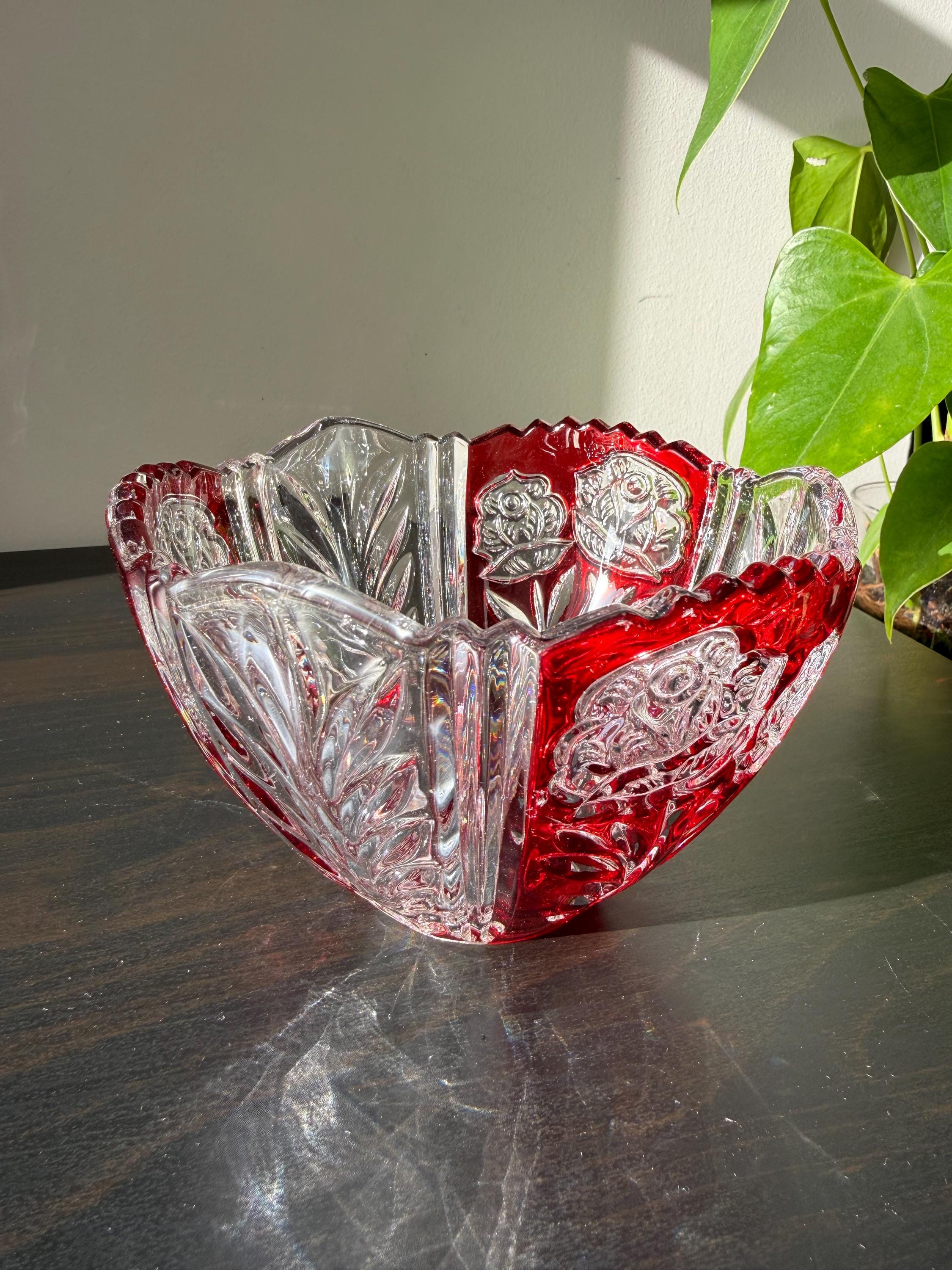 Vintage Anna Hutte Bleikristall Lead Crystal Ruby Cut-glass Bowl