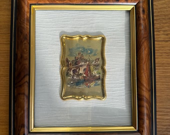Vintage Creazioni Artistiche Wood Frame Miniature Artworks. Made in Italy.