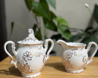 Jarra para crema y azucarero con tapa de porcelana Thun Karlovarsky, estilo vintage. Color cobalto original. Fabricado en República Checa.