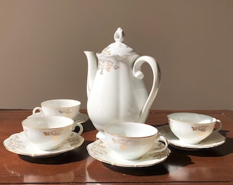 Vintage porslinsset med demitasse eller espresso, Haas & Czjzek, Tjeckoslovakien