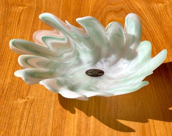 Art Murano Kristall Mery Green Candy Bowl. Made in Italy.