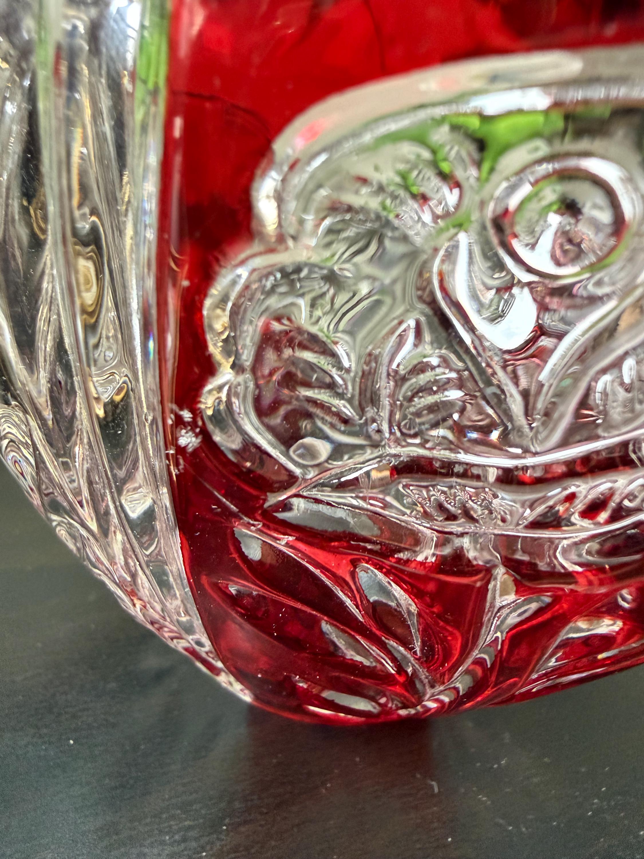 Vintage Anna Hutte Bleikristall Lead Crystal Ruby Cut-glass Bowl