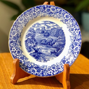 Vintage Historical Britain Bothwell Castle Blue Floral Collectible English Plate