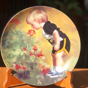 Vintage decoratief porseleinen Grandma Garden bord van Donald Zolan