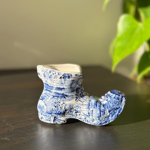 Vintage Ceramic "Old Foley"  James Kent Blue Boot. Staffordshire, England.