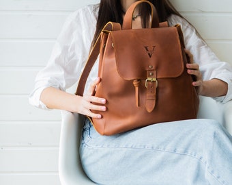 Leather Backpack Women, Leather Backpack Purse, Backpack Women, Backpack Purse, Brown Leather Backpack, Leather Rucksack, Sac a Dos Femme