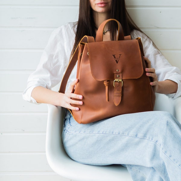 Leather Backpack Women, Leather Backpack Purse, Backpack Women, Backpack Purse, Brown Leather Backpack, Leather Rucksack, Sac a Dos Femme