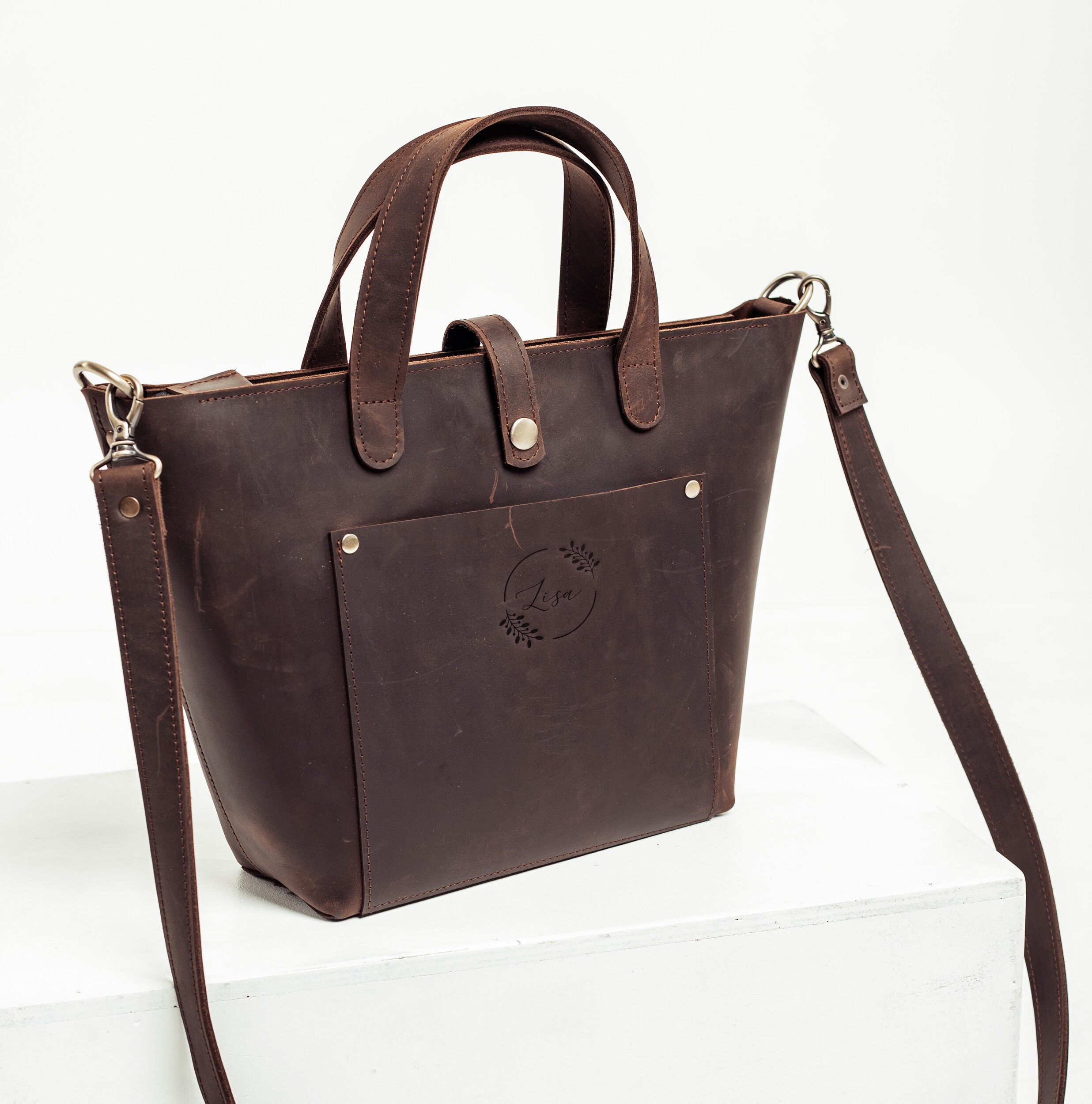 Women's handbag versatile leather zipper top handle with ball pendant