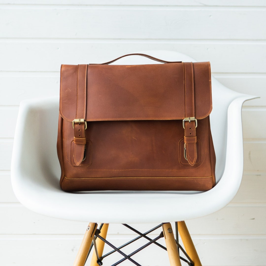 Men's Leather Laptop Briefcase, Leather Office Bag for Man, MacBook