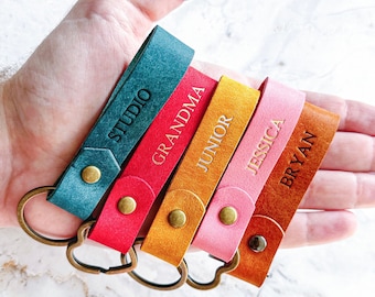 Personalized Leather Keychain, Custom Keychain, Engraved Key Fob, Christmas, Birthday, Anniversary Gift