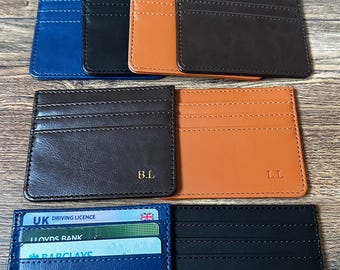 Personalized Vegan Leather Card Holder, Slim Wallet