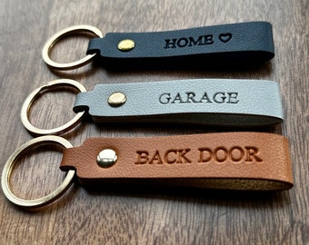 Personalized Vegan Leather Keychain: Custom Stamped Name, Date, or Initials Keyring, Handmade in UK