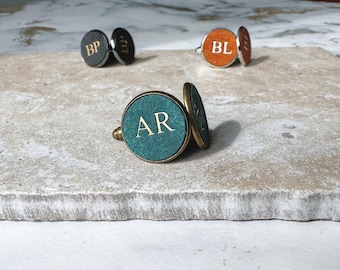 Personalized Leather Cufflinks, Groom, Groomsmen, Wedding, Christmas, Anniversary Gift for Him