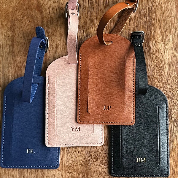 Personalised Leather Luggage Tag, Vegan Leather, Travel Gift, Couples Gift, Honeymoon Gift, Gap Year Gift, Graduation Gift, Birthday Gift