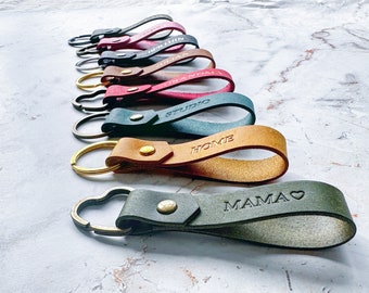 Personalized Leather Keyring, Custom Embossed Keychain, Christmas, Birthday, Wedding, Anniversary Gift