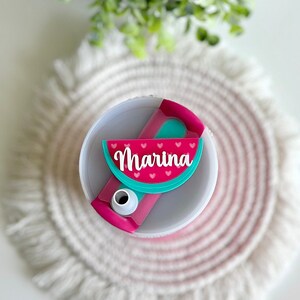 Tumbler Name Plate Watermelon Custom Cup Name Tag Pastel Tumbler Lid Accessory Summer Tumbler Straw Topper Berry Lid Name Tag Straw Cover