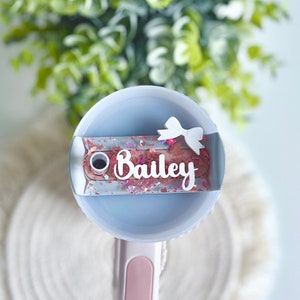 Personalized Bow Tumbler Name Tag Custom Cup Name Plate for Her Gift for Mom Name Plate Girly Tumbler Lid Accessory Tumbler Quencher H2.0