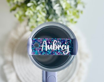Tumbler Name Plate Custom Name Tag for Cup Personalized Name Plate for Lid Glitter Accessory for Tumbler Straw Topper Gift for Daughter