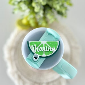 Tumbler Name Tag Lime Custom Cup Name Plate Tropical Tumbler Lid Accessory Summer Tumbler Straw Topper Fruit Lid Name Tag Straw Cover