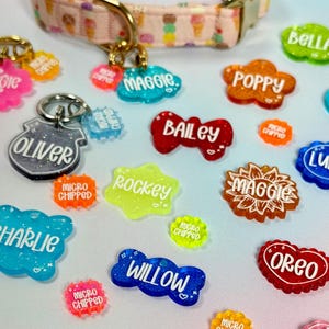 Custom Pet ID Tag for Collar Personalized Dog ID Tag Glitter Cat Name Tag Acrylic Pet Tag Engraved Pet Charm New Puppy Gift for Pet Owner