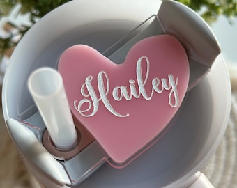 Personalized Tumbler Name Tag Tumbler 40oz Tumbler Name Tag Custom Name Plate for Tumbler Lid 30oz Quencher H2.0 Tumbler Accessory Heart Tag