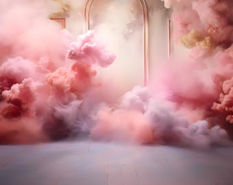 Dreamy Pink Cloud Backdrop - Digital Backdrop - Digital Download - High Resolution Png - 2730*4096 -