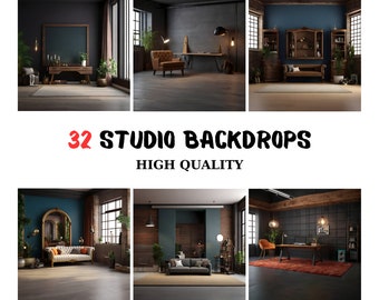 32 Studıo Digital Backgrounds PNG Files - High Quality Holiday Graphic Set for Digital Designs - Invitations & DIY Projects - Backgrounds -