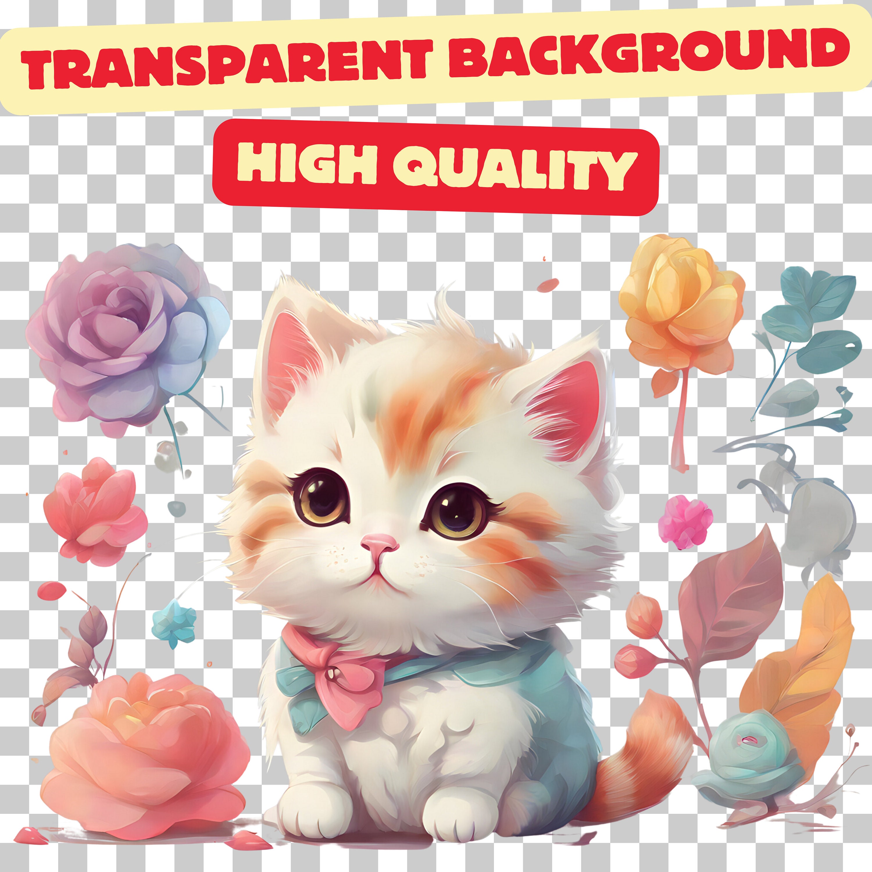 Cute Kawaii Cat PNG Set - High Quality PNG - Transparent Cat Clipart ...