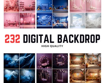 Digital Backdrops Mega Bundle, 232 Digital Backgrounds, Digital Download With Commercial License Included