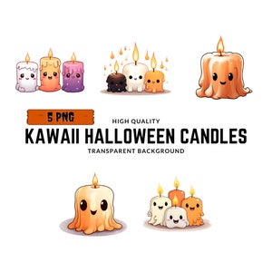 Kawaii Halloween Candles Clipart - PNG Instant Download File - Digital Design For Crafting - Card Making - Printable Art - Commercial Use