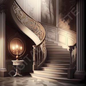 Grand Staircase Backdrop | Digital Backdrop | Staircase Backdrop | Ornate Staircase Photography Background | Digital Download | 4096 4096 PX