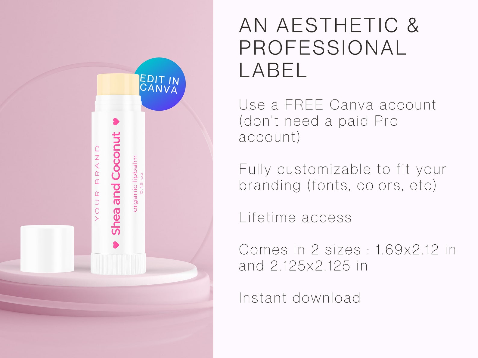 Lip Balm Label, Lip Balm Canva Template, Editable Lip Balm Label ...