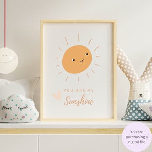 Boho You Are My Sunshine, Printable Wall Art, Nursery Art, Sun, Neutral Nursery Decor, Playroom Prints, Digital, INSTANT DOWNLOAD
