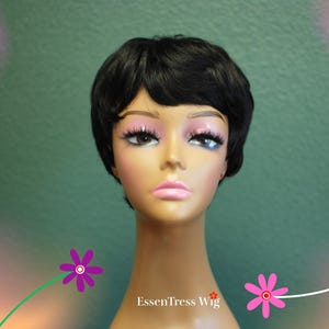 1B Natural Black Pixie Wig – 100% Remy Human Hair, Short Cut, Secure Fit, Lightweight & Stylish