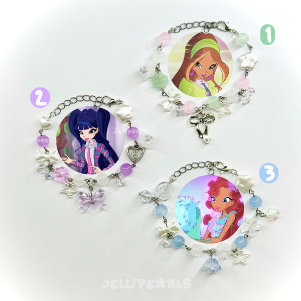 Winx Club Bracelets | Beaded Charm Bracelet, Cute Dainty Bracelet, Anime Bracelet, Alternative Handcrafted Charm Bracelet